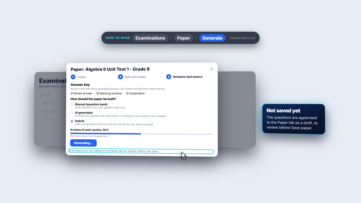 Blueprint step 3: answer key and Hybrid build mode