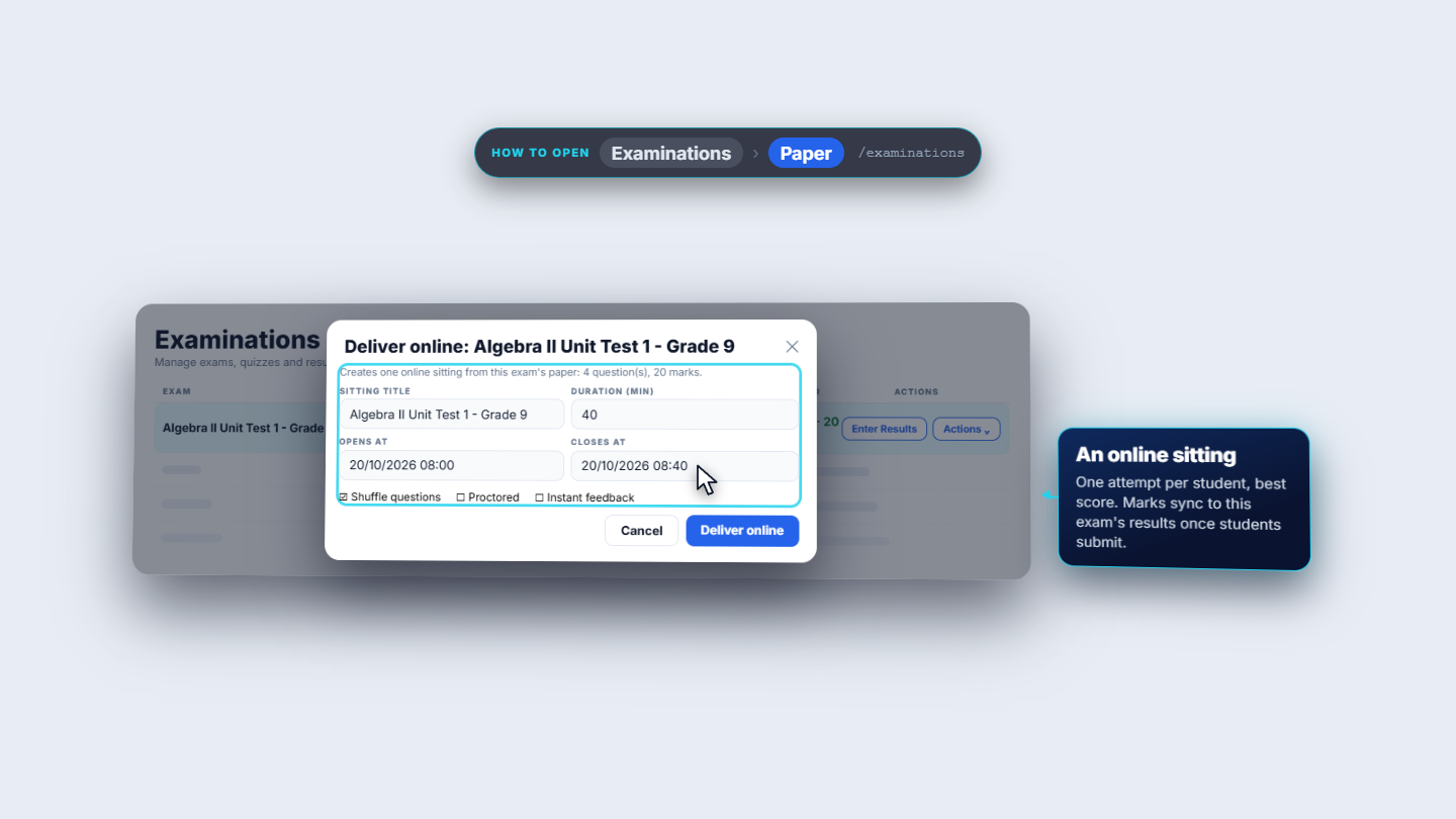Paper tab review with origin, answer key and delivery options